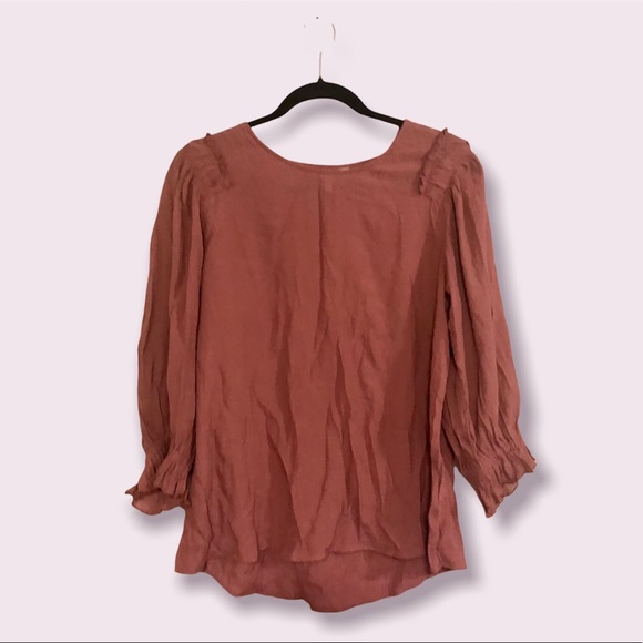 🌟SALE 2/$10.00‼️ EST. 1646 Women’s 3/4 Blush Pink Sleeve Blouse size L - Picture 1 of 6